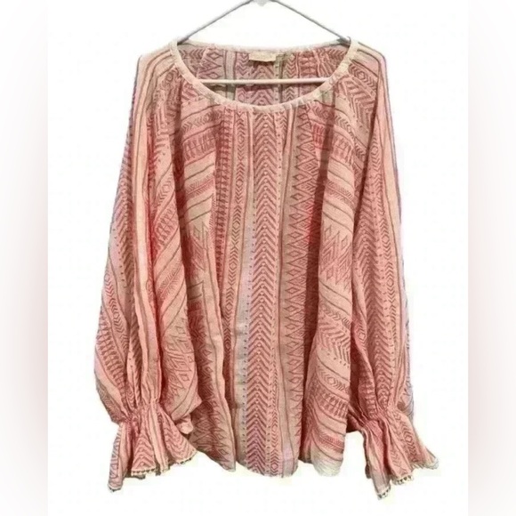 Ramy Brook Tops - Ramy Brook Pink Patterned Peasant Blouse